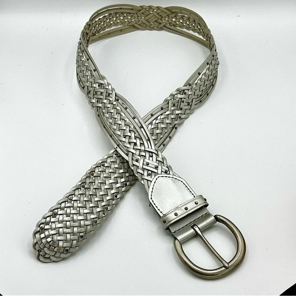 Like New‎ Braided Leather Belt, Champagne Gold, size M/L